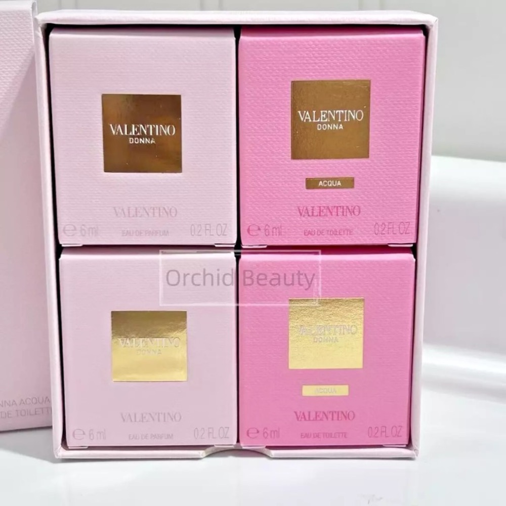 New 4PC Valentino Donna/Acqua EDP/EDT Perfume Splash Mini Set (4x6ml/0.2oz)~Rare - Picture 3 of 6